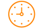 Pomarańczowa ikona zegara wskazująca godzinę dziewiątej rano