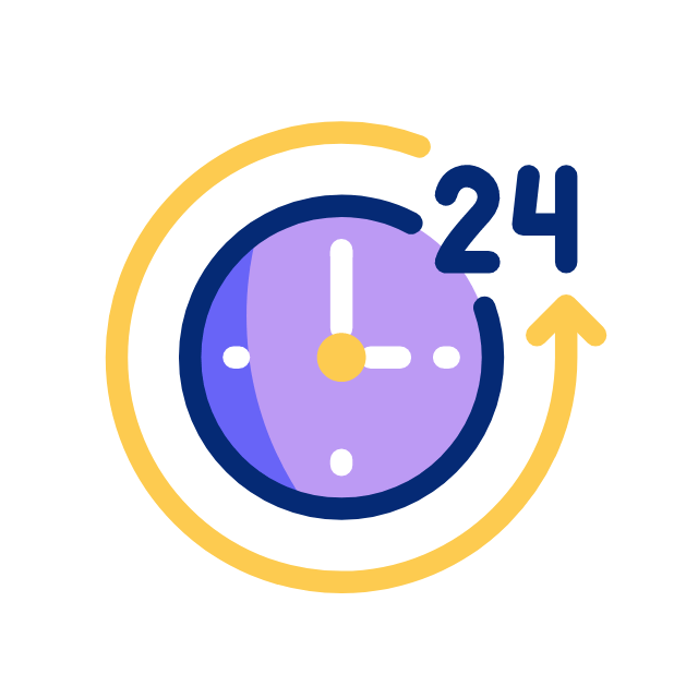 Pomarańczowa ikona zegara wskazująca godzinę dziewiątej rano